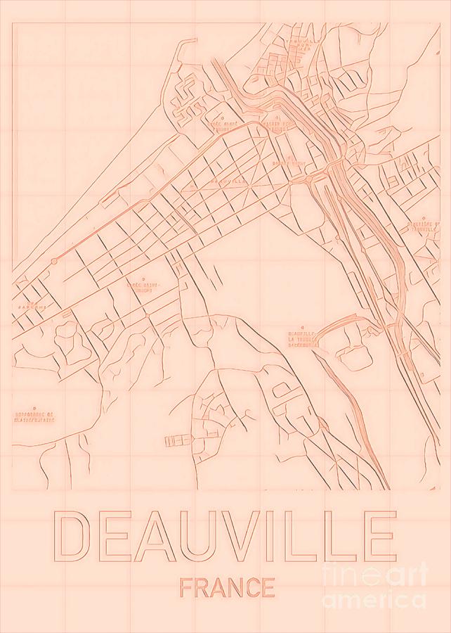 Deauville Blueprint City Map Digital Art by HELGE Art Gallery