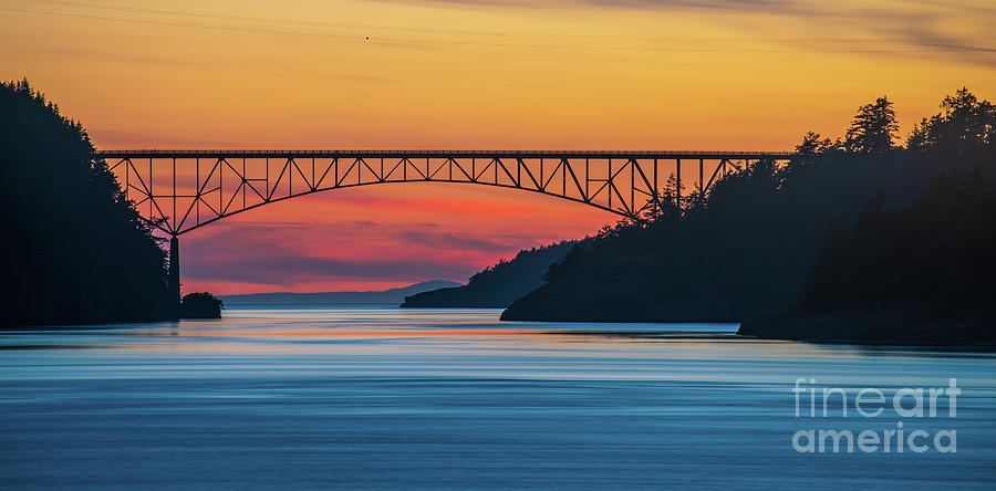 Bridge Photograph - Deception Pass Bridge Evening Colors by Mike Reid