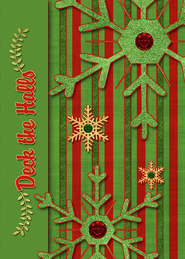 Deck the Halls Green and Red Stripes Digital Art by Doreen Erhardt