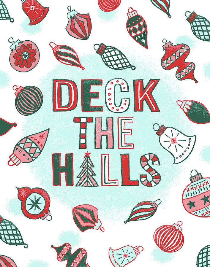 Deck the Halls Vintage Ornaments Painting by Jen Montgomery