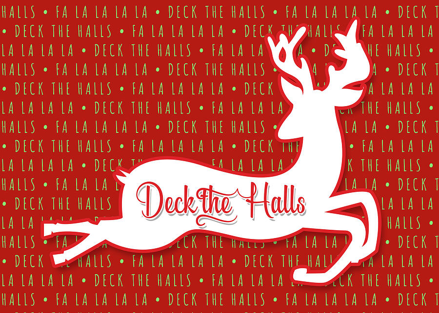 Deck the Halls White Reindeer Red Digital Art by Doreen Erhardt