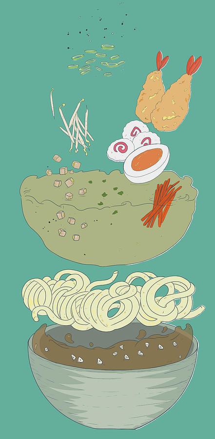 Deconstructed Miso Ramen Soup illustration Photograph by Meshugga Illustration