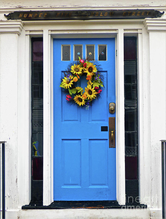Decorated Blue Door Photograph