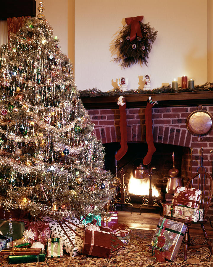 1960s Christmas Tree Stockings Presents Fleece Blanket by Vintage Images -  Pixels