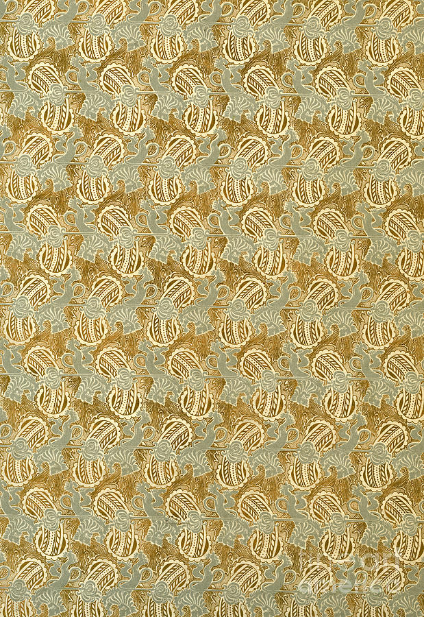 Decorated endpaper with lion rampant motif Tapestry - Textile by German School