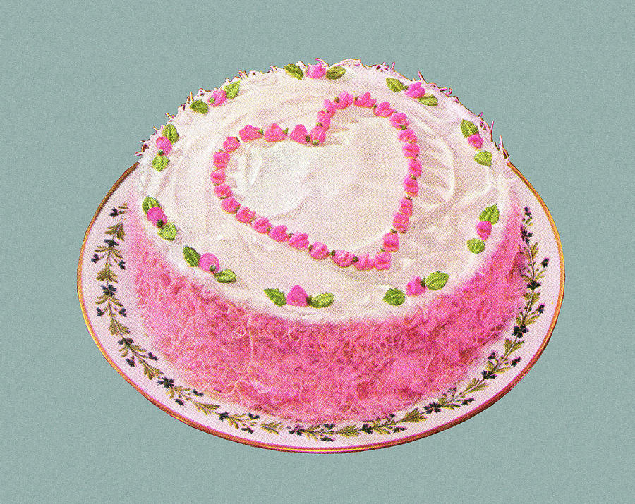 Cake Drawing - Decorated Heart Cake by CSA Images
