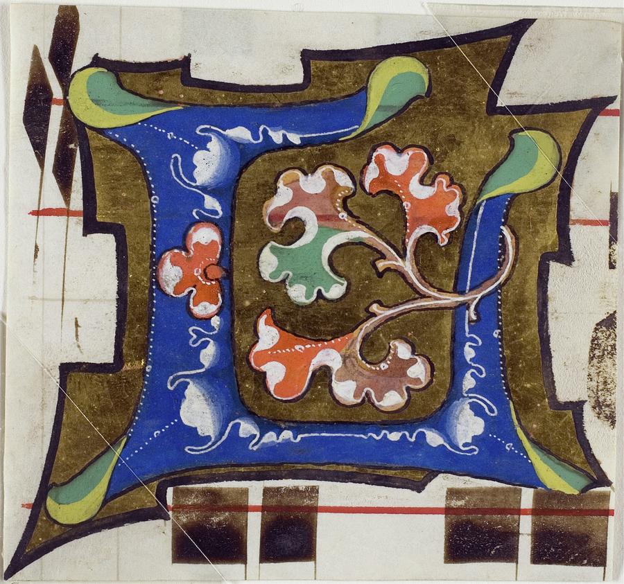 Decorated Initial l With Flowers From A Choir Book Painting by Unknown Decorated Initial l With Flowers From A Choir Book Painting by Unknown