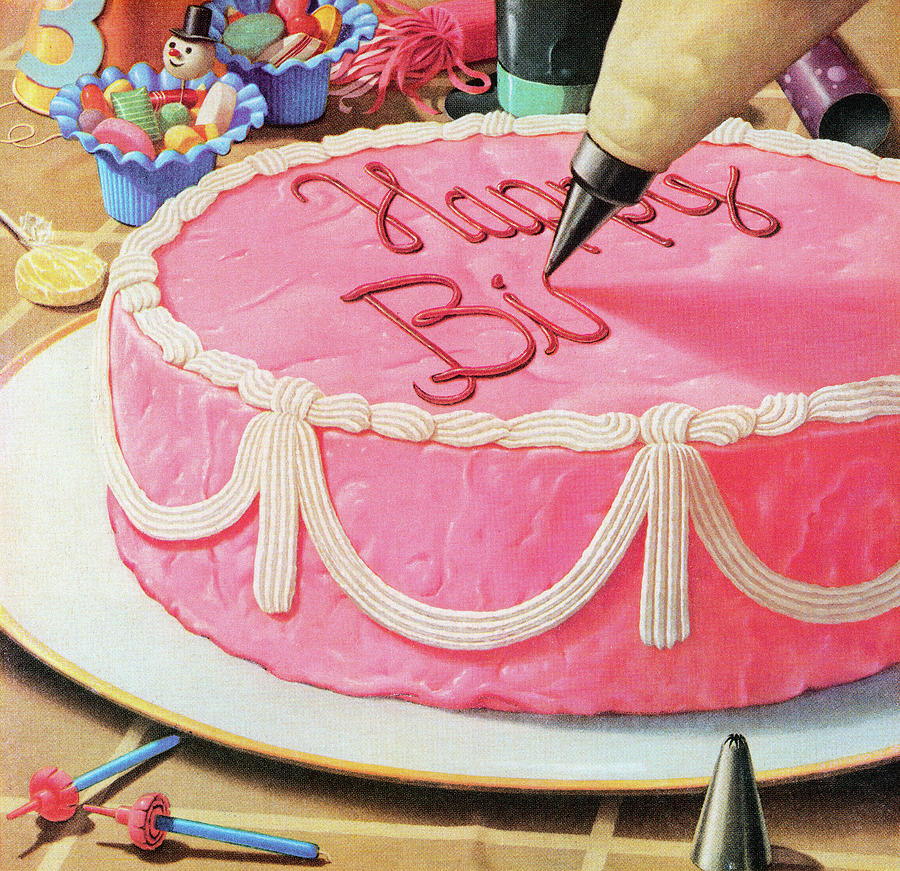 Cake Drawing - Decorating Birthday Cake by CSA Images