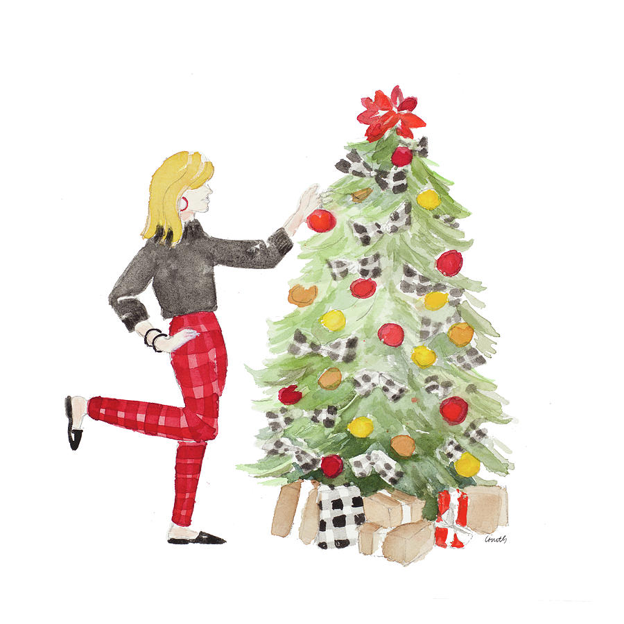 Christmas Mixed Media - Decorating Christmas I by Lanie Loreth