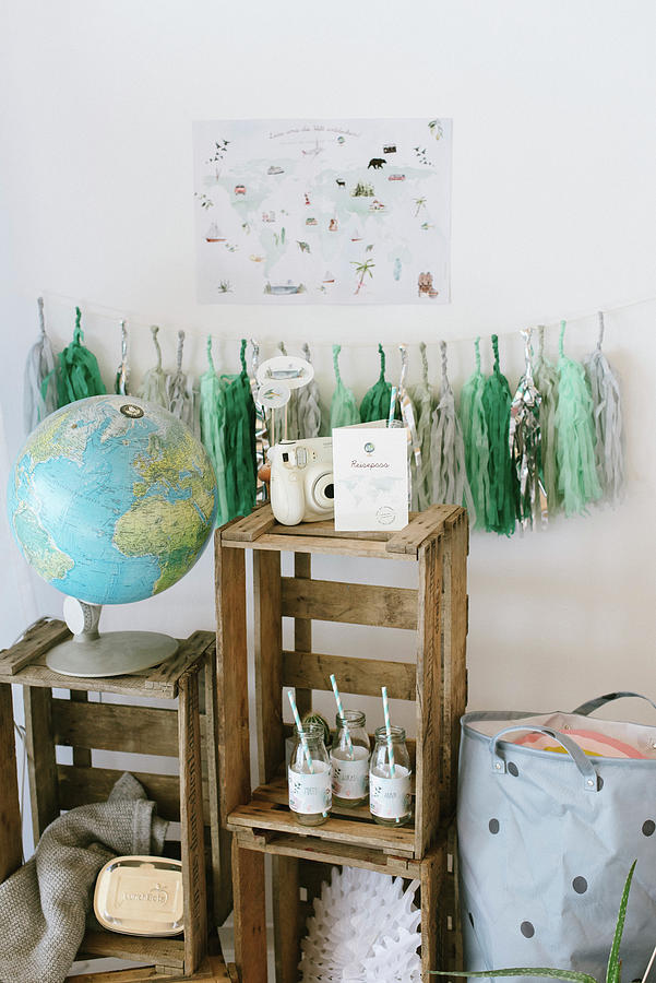 Decoration Ideas For Childs Birthday Party With World Travel Motif Photograph by Katja Heil