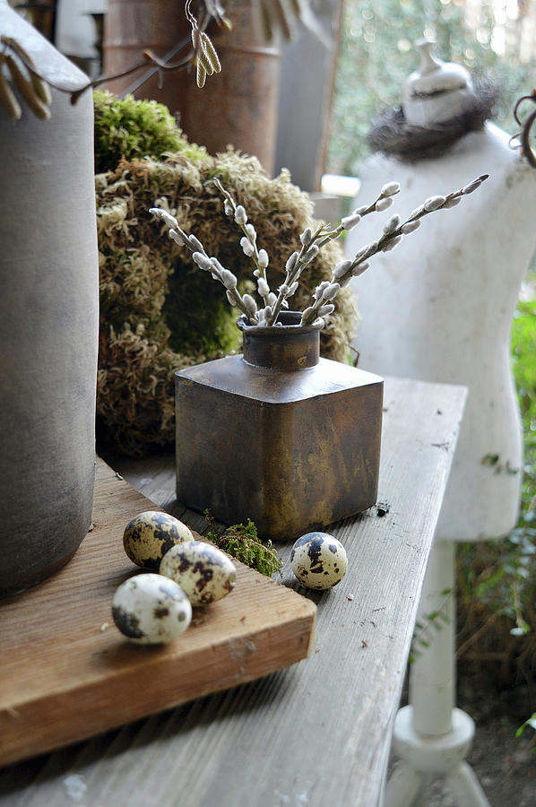 Decoration With Quail Eggs And Pussy Willow Photograph by Christin By Hof 9