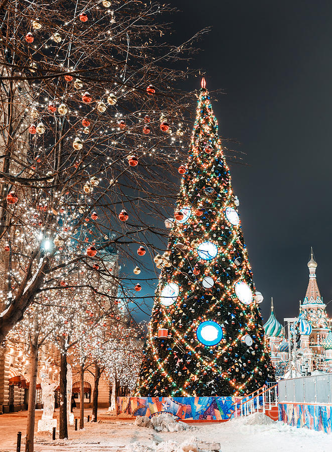 Moscow Photograph - Decorations For New Year And Holidays by Mikhail Starodubov