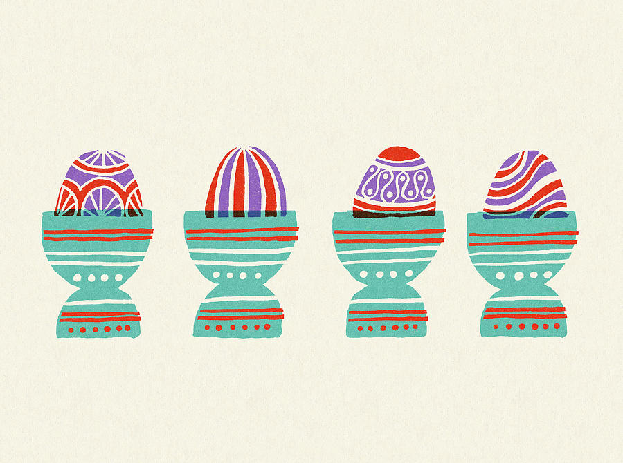 Easter Drawing - Decorative Eggs in Cups by CSA Images