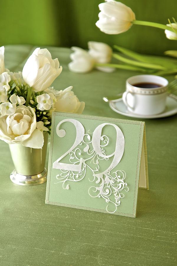 Decorative Place Card With Number 29 On Festive Table Photograph by Andre Baranowski