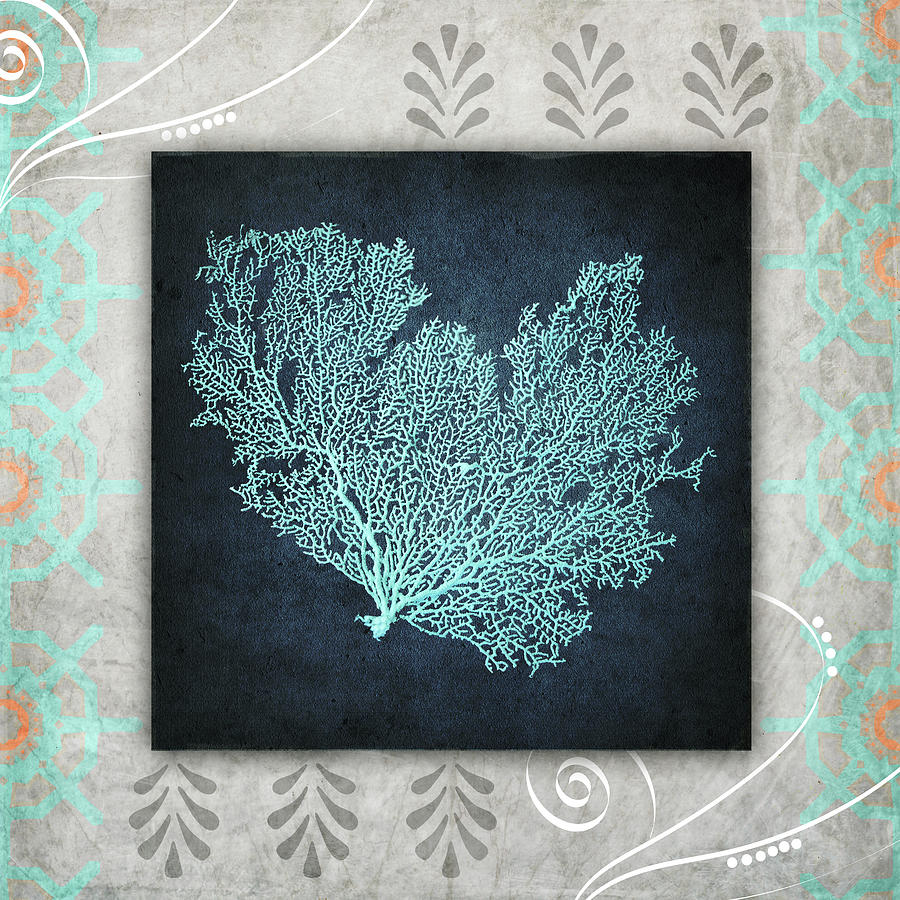 Coral Mixed Media - Decortive Sea Leaf 1 by Lightboxjournal