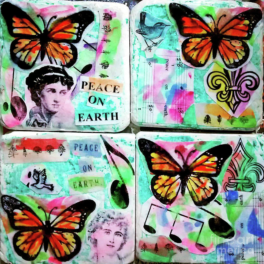 Decoupage Fine art Coasters Mixed Media by Genevieve Esson
