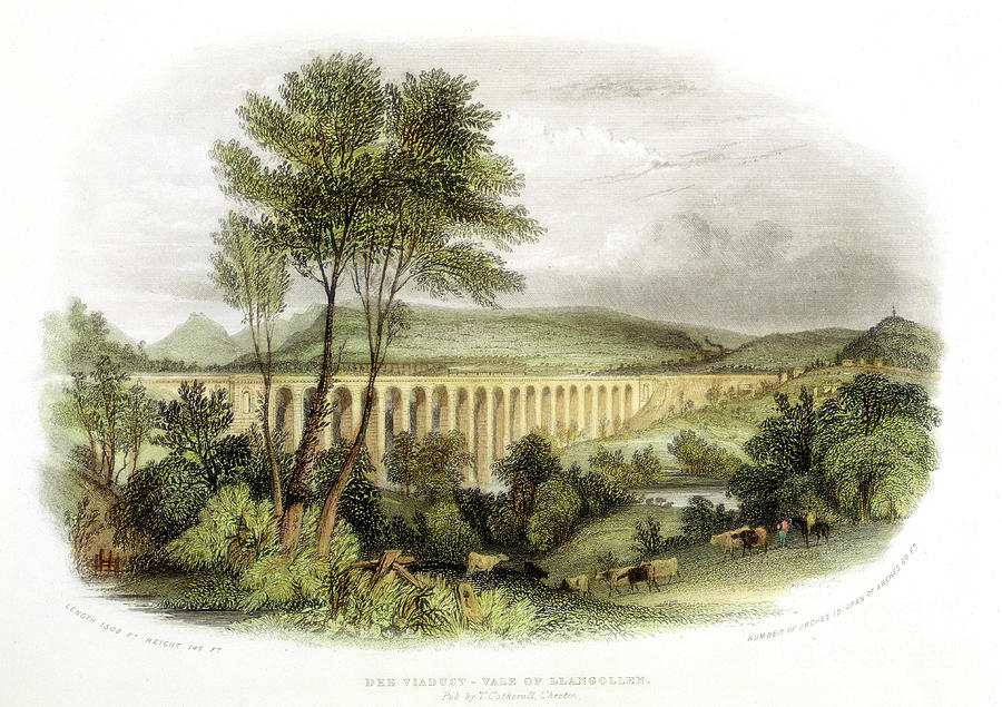 Dee Viaduct, Vale Of Llangollen Drawing by Print Collector