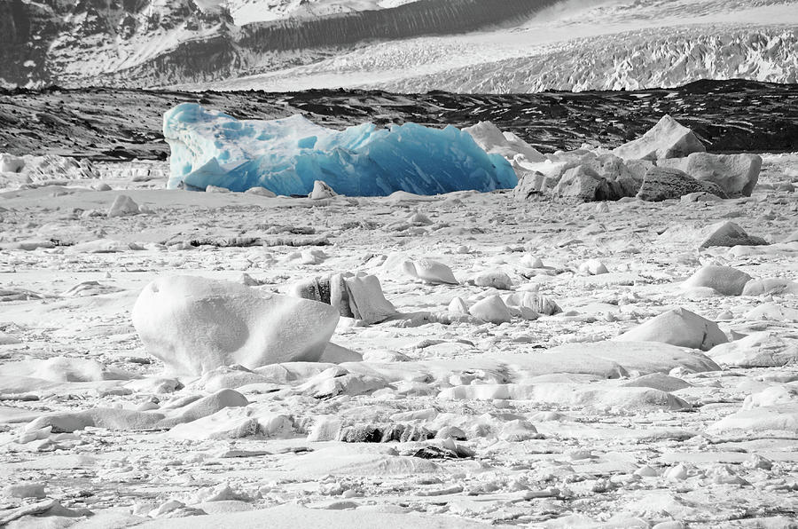 Deep Blue Iceberg Rising Up Out of Jokulsarlon Lagoon Iceland Color Splash Digital Art by Shawn OBrien