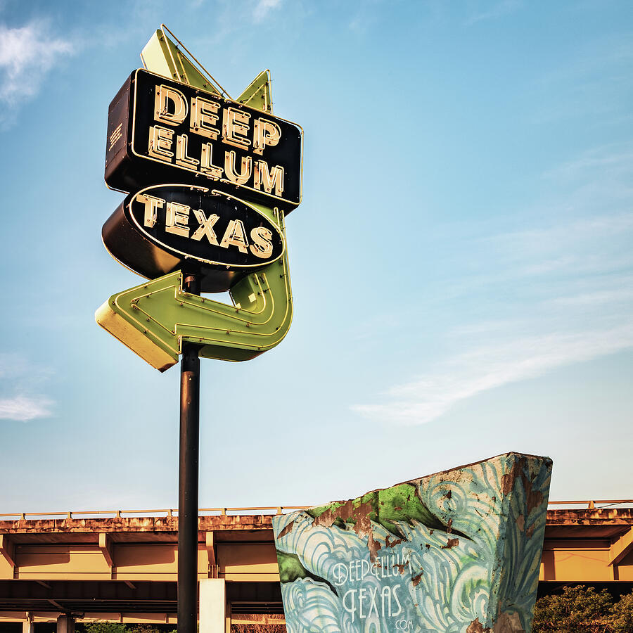 Deep Ellum Texas - Dallas Vintage Neon - 1x1 Photograph by Gregory Ballos