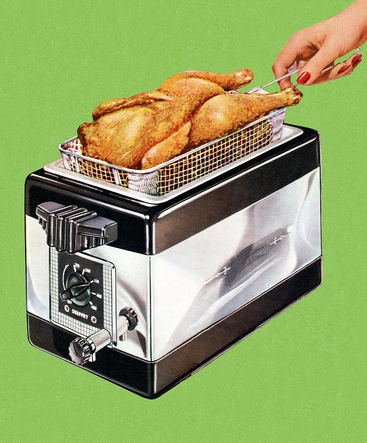 Chicken Drawing - Deep Fat Chicken Fryer by CSA Images
