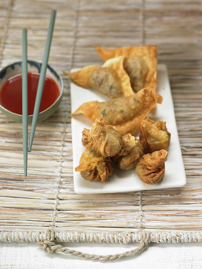 Deepfried Pastries With A Chilli Dip asia Photograph by Nikolai Buroh