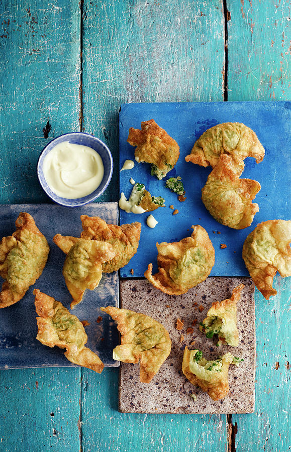 Deep-fried Won Tons With Shrimp Filling Photograph by Gareth Morgans