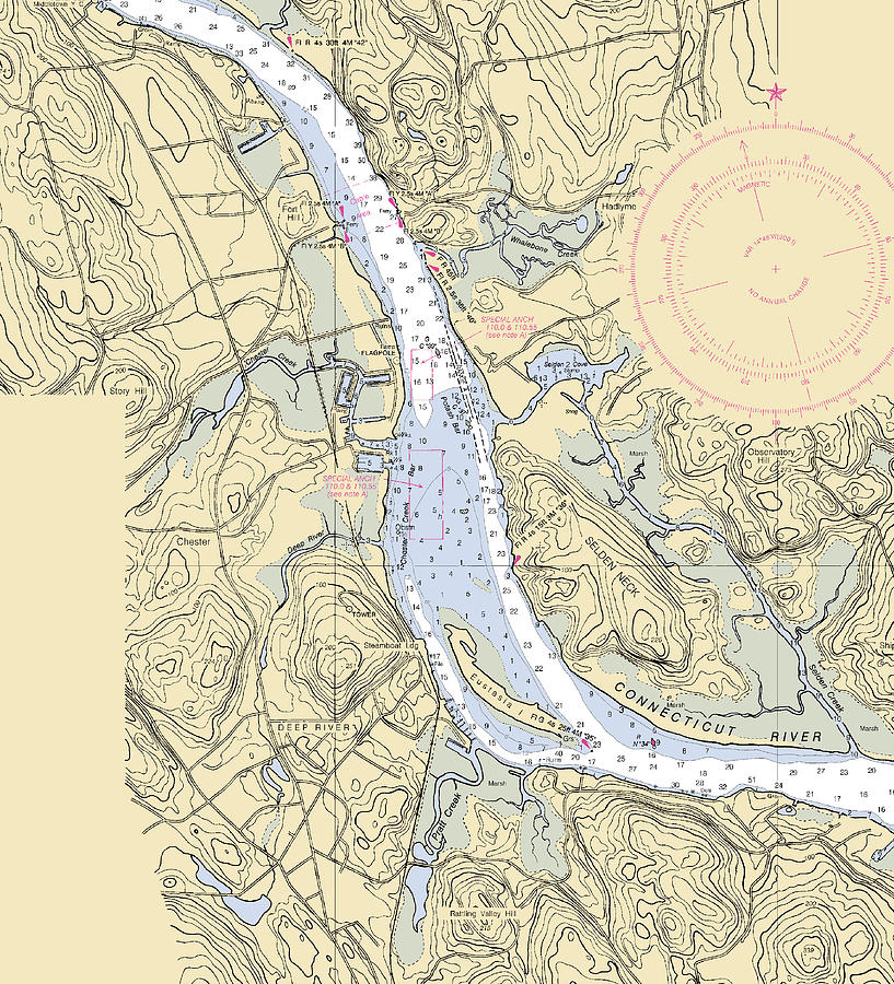 Deep River-connecticut Nautical Chart Mixed Media by Bret Johnstad ...