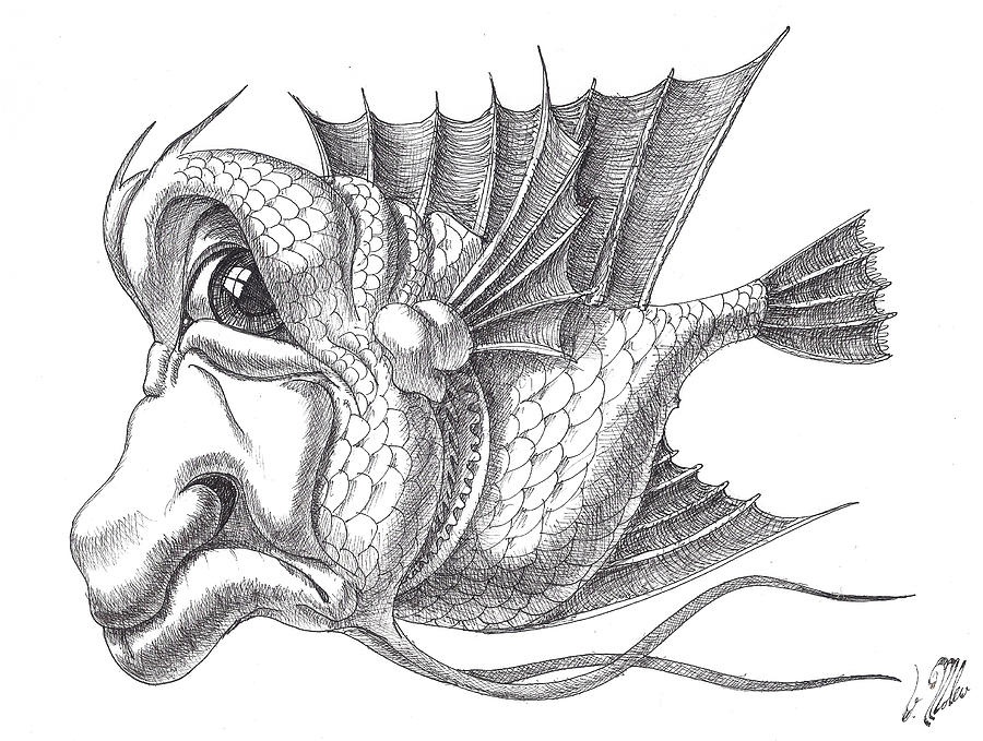 Deep Sea Philosopher Drawing by Victor Molev