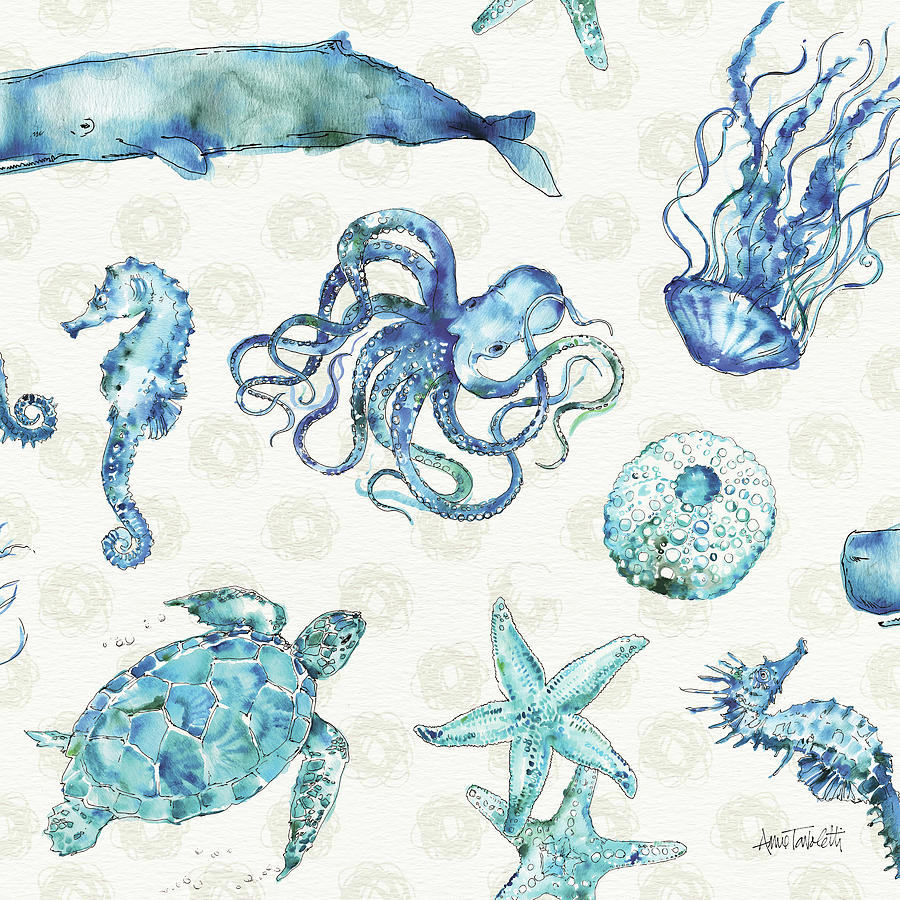 Octopus Painting - Deep Sea Step 01a by Anne Tavoletti