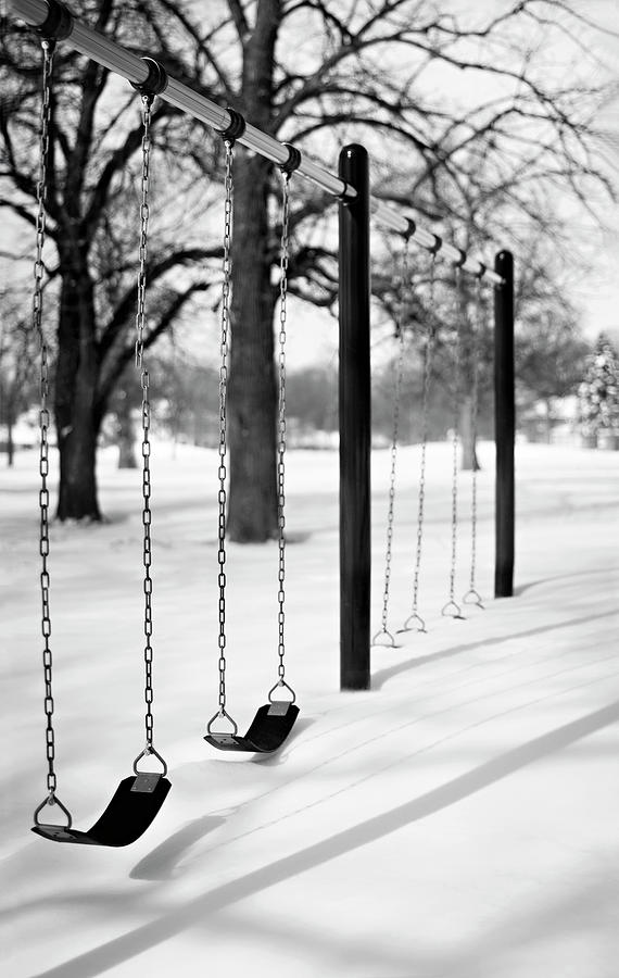 Deep Snow & Empty Swings After The Photograph by Trina Dopp Photography
