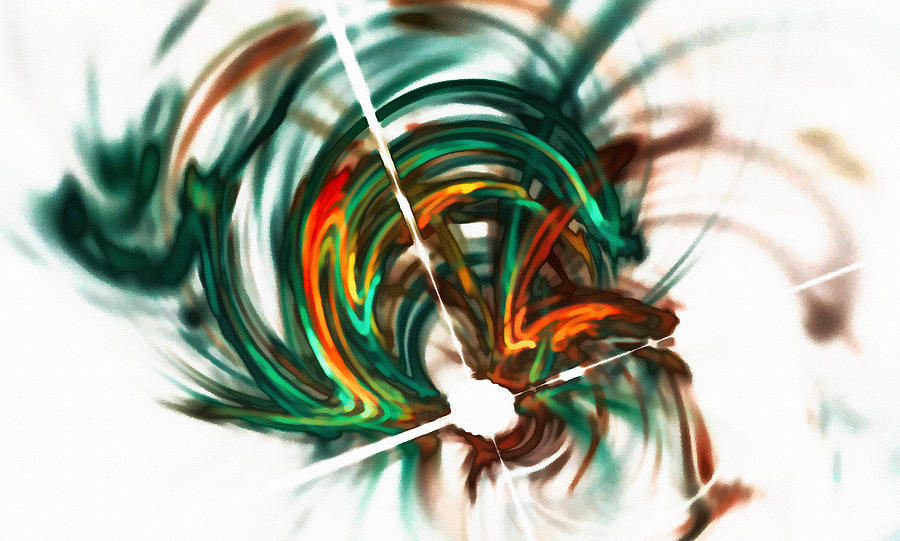 Deep Space Abstract Orange Green Digital Art by Don Northup