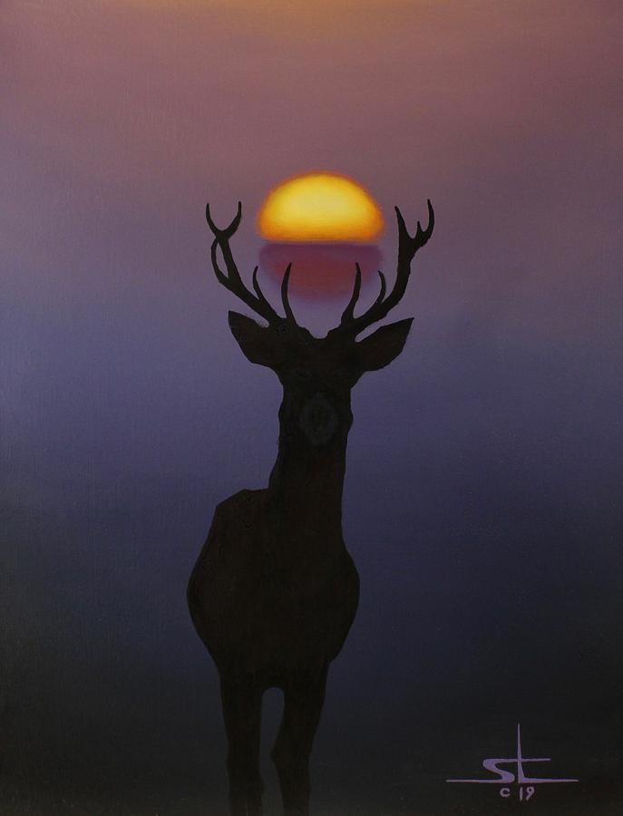 Deer at Sunset Painting by Sam Loveless - Fine Art America