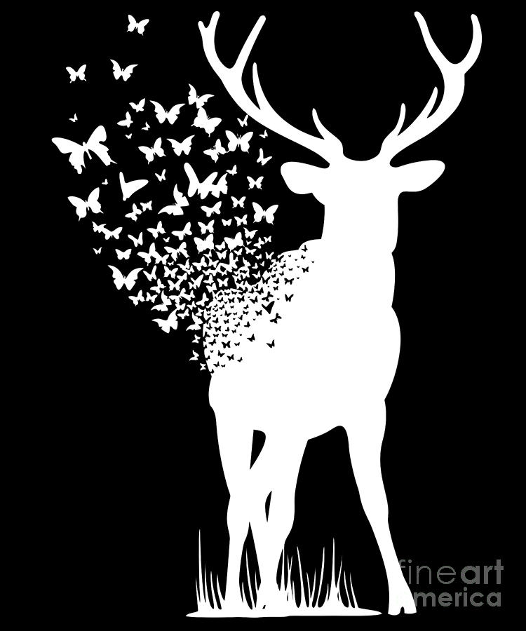Funny Quote Digital Art - Deer Butterfly Gift For Deer Lovers  by Dusan Vrdelja