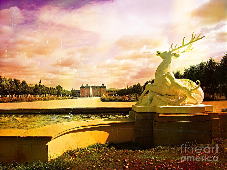Deer Digital Art - Deer Fountain by Jurgen Huibers Deer Digital Art - Deer Fountain by Jurgen Huibers