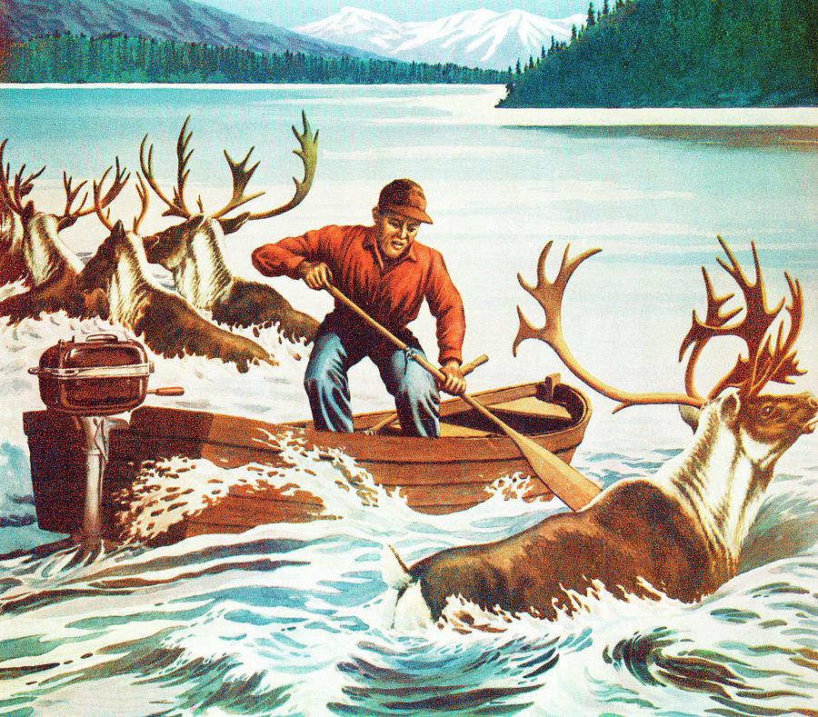 Vintage Drawing - Deer hunter by CSA Images