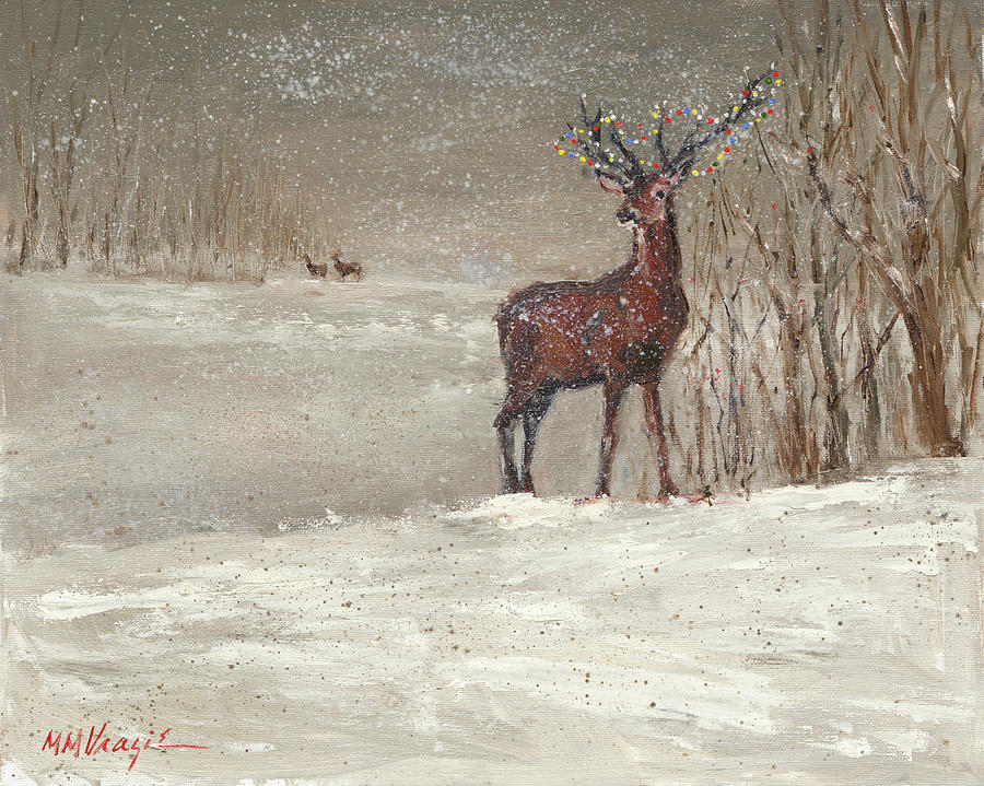 Animal Painting - Deer In Snow by Mary Miller Veazie