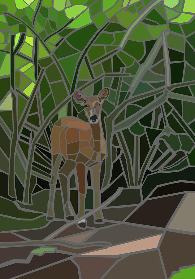 Deer Painting - Deer In Woods by Jonathan Mandell