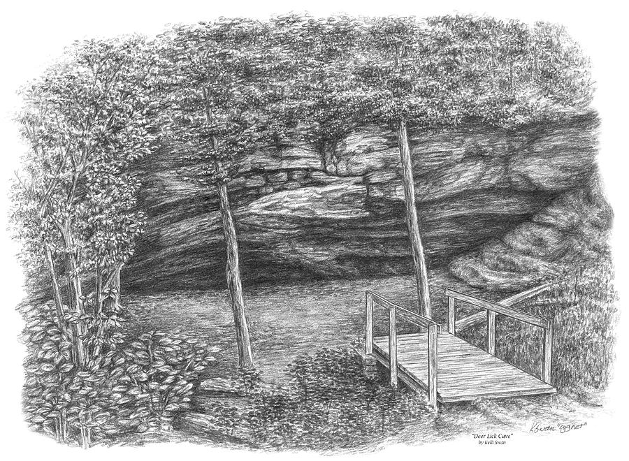 Deer Lick Cave - Cleveland Metroparks Drawing by Kelli Swan