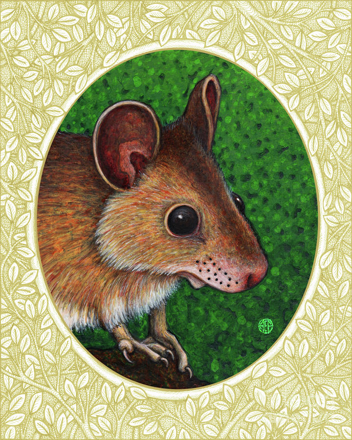 Deer Mouse Portrait - Cream Border Painting by Amy E Fraser