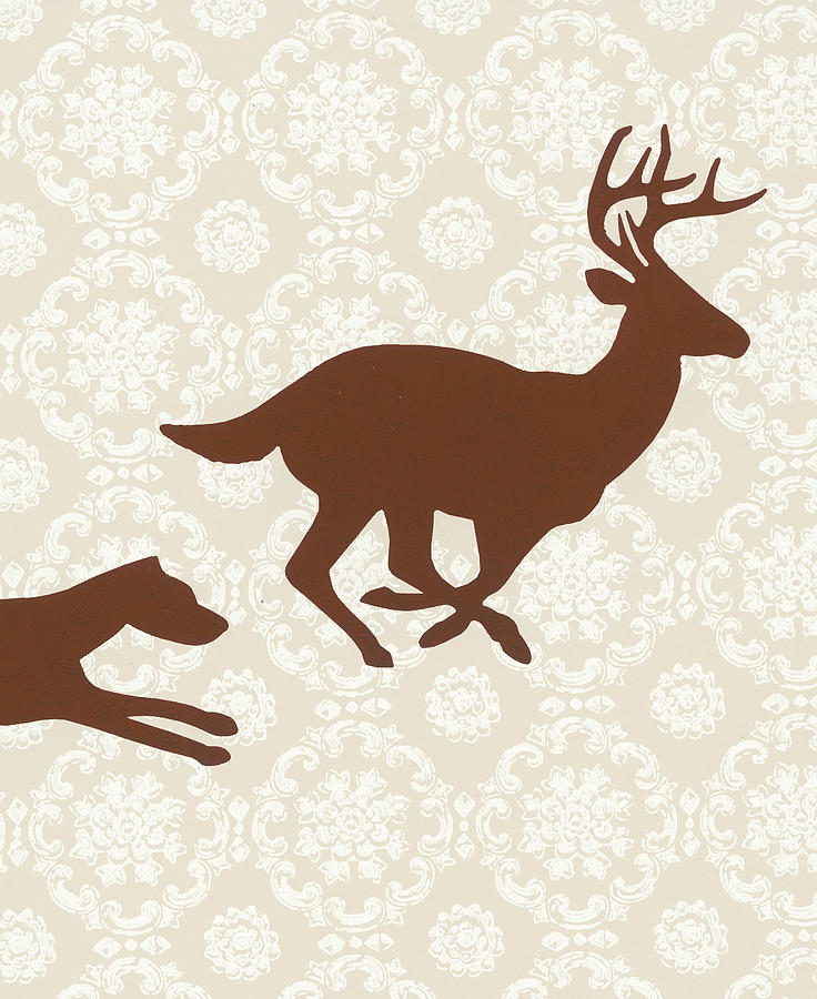 Deer Drawing - Deer on Pattern Background by CSA Images