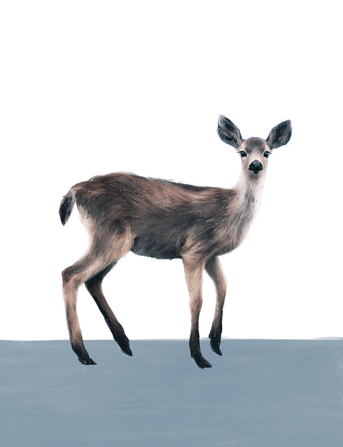 Deer on Slate Blue Painting by Amy Hamilton