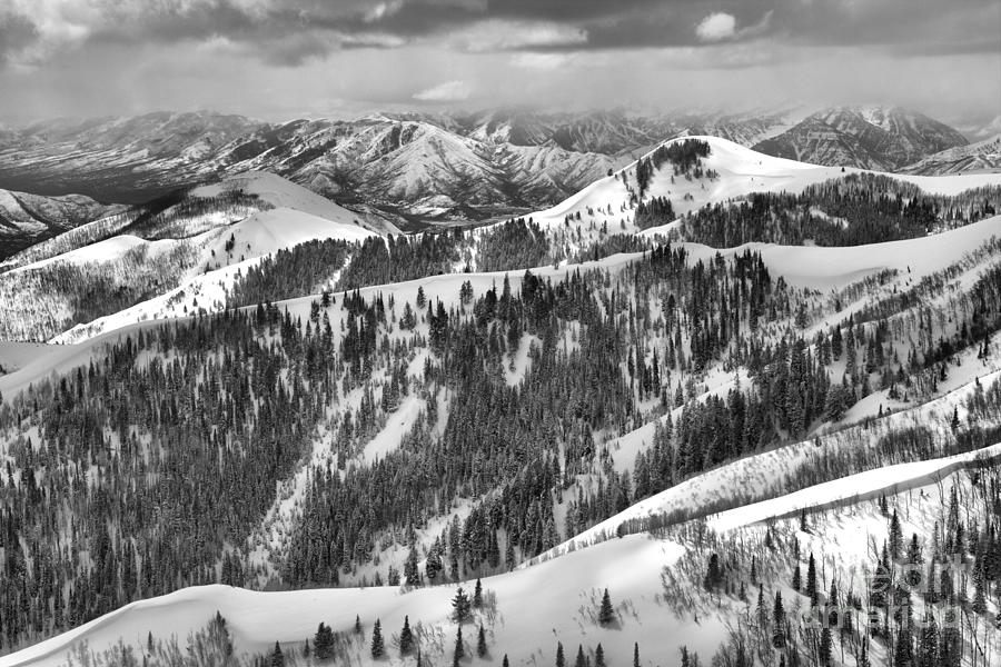 Deer Valley Bald Mountain Snowy Views Black And White Photograph by Adam Jewell