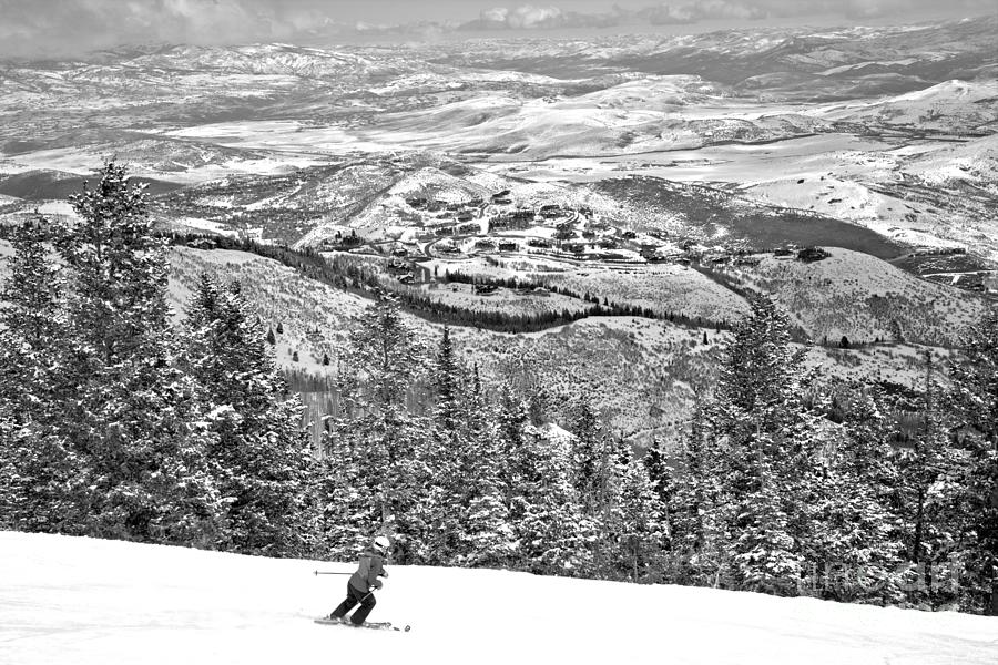 Deer Valley Skier Black And White Photograph by Adam Jewell