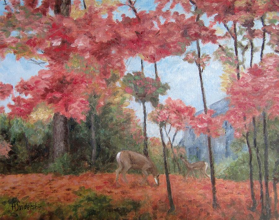 Deer Visit Painting