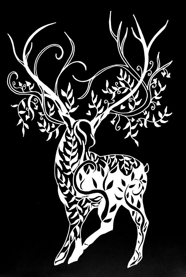 Deer With Tree Antlers Painting