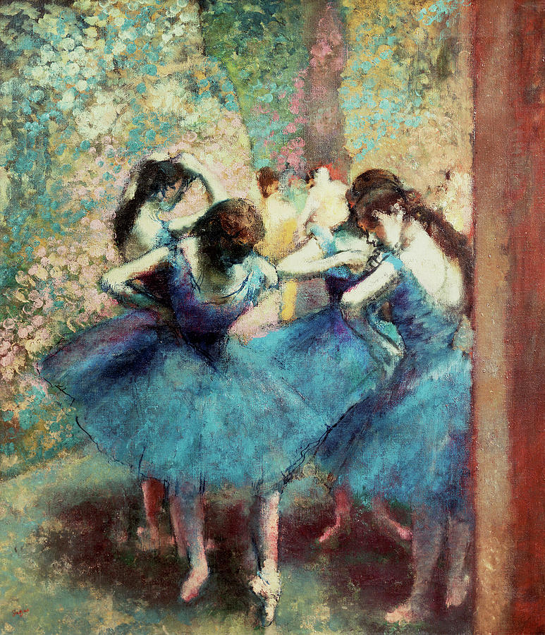 Edgar Degas Mixed Media - Degas-blue Dancers by Portfolio Arts Group