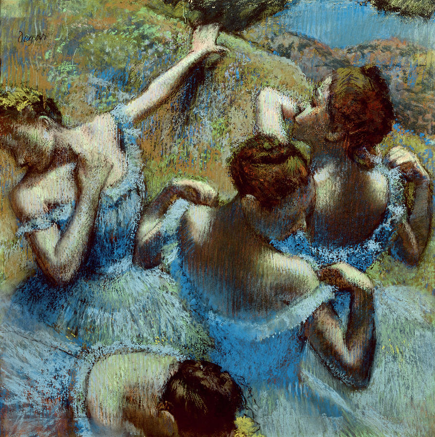 Edgar Degas Mixed Media - Degas-dancers In Blue by Portfolio Arts Group