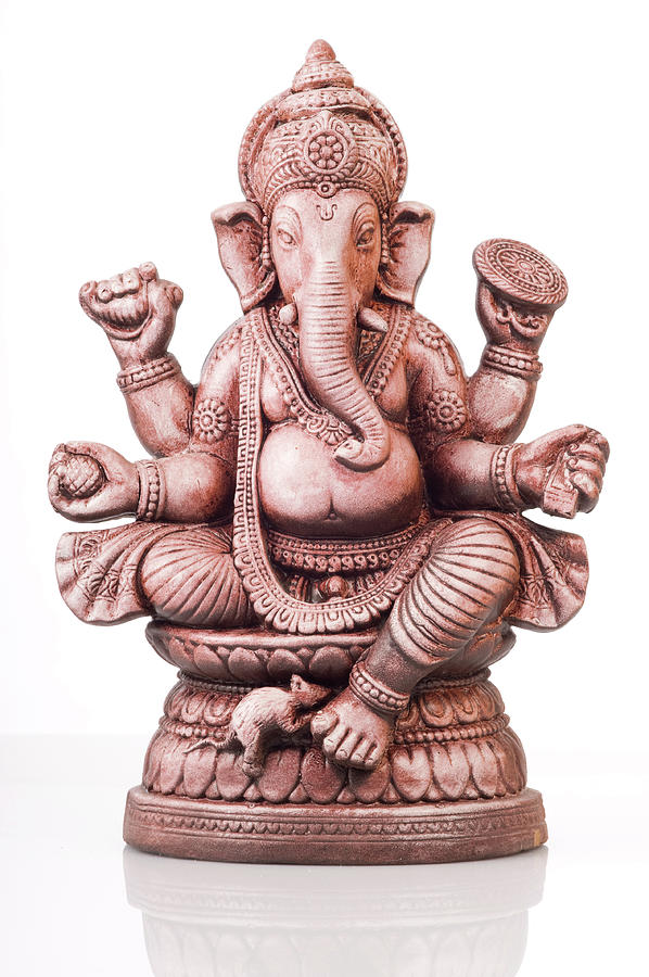Deity Of Ganesha From India On White Photograph by Kontrast-fotodesign