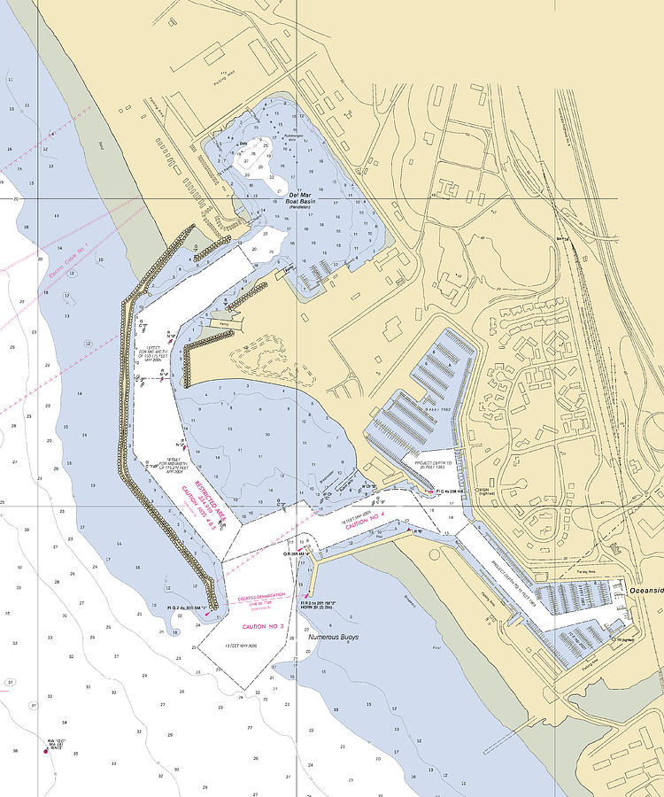 Del-mar-boat-basin -california Nautical Chart _v6 Mixed Media by Sea