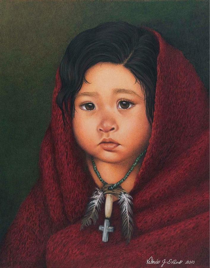Delaware Girl in Red Robe Painting by Valerie Evans